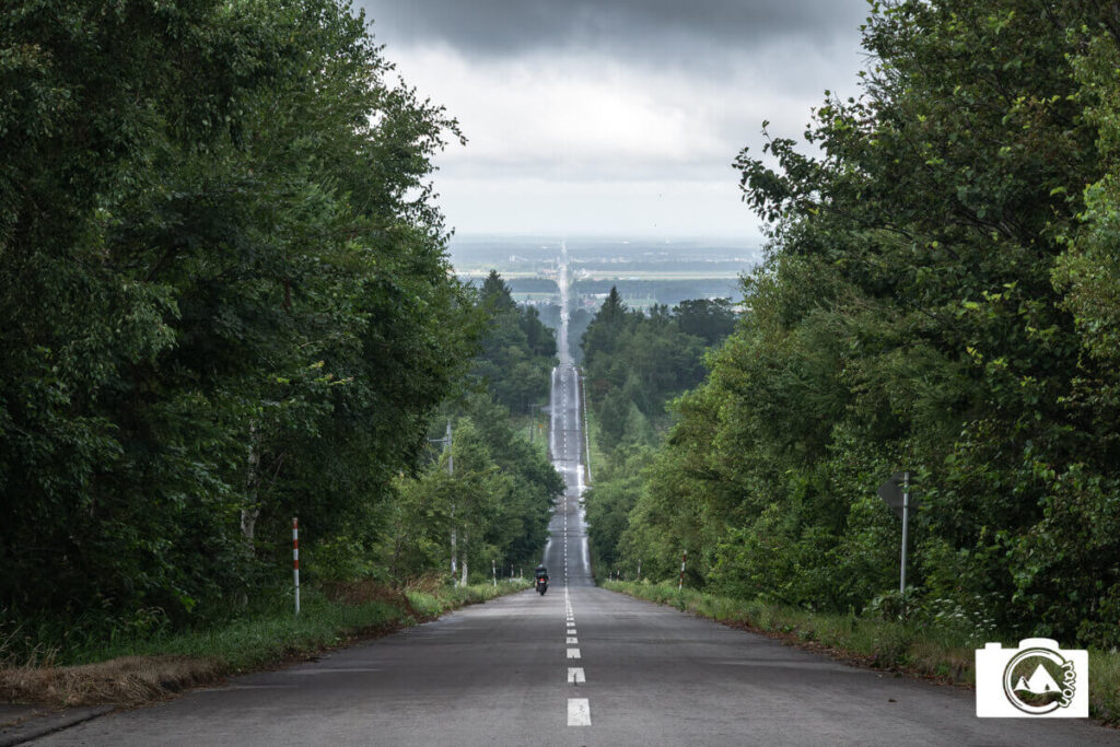 地平線へと続く直線道路