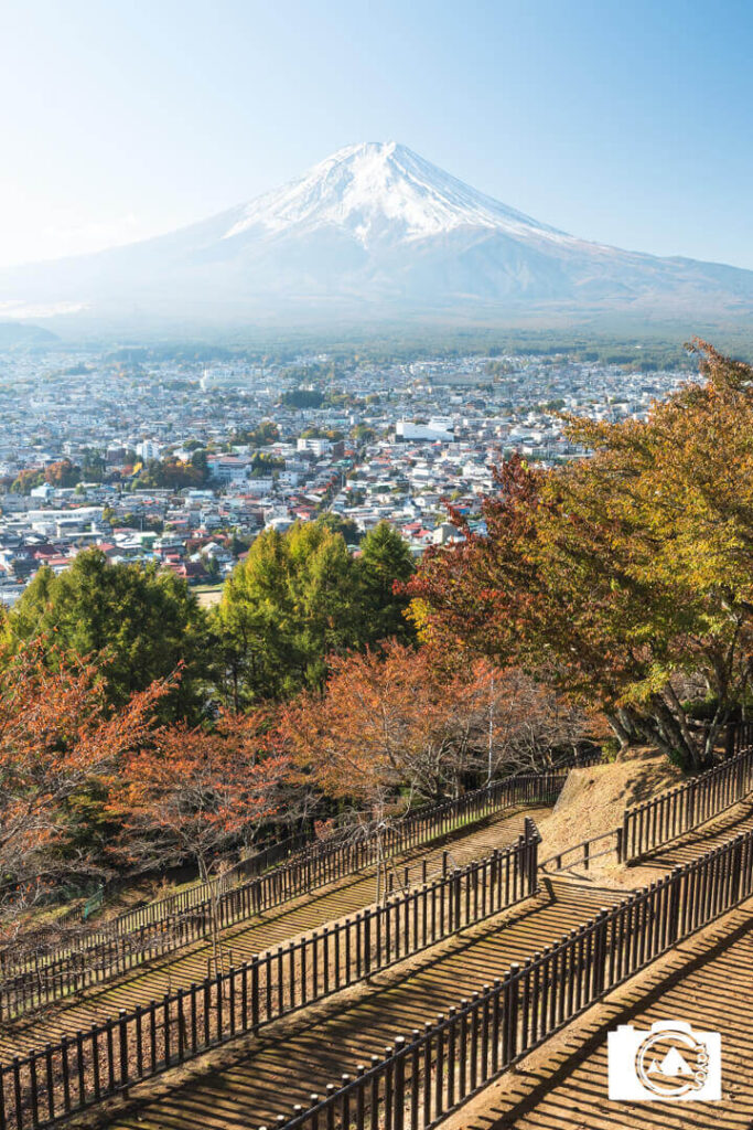新倉山浅間公園からみる富士吉田の街並み