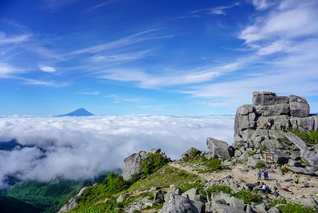 金峰山の山頂から見える富士山
